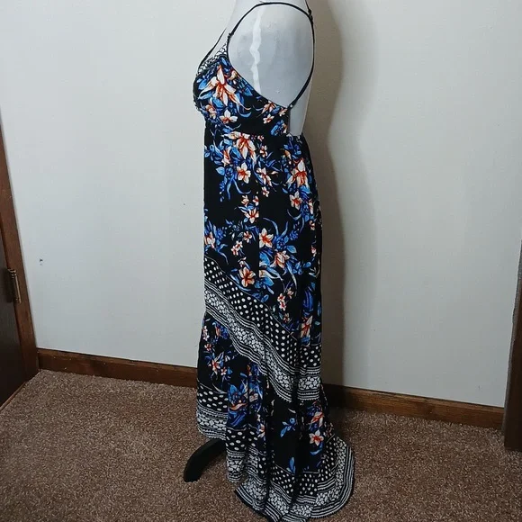 Jealous Tomato blue floral print high low maxi dress size small - Picture 8 of 15